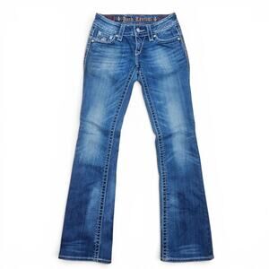 ROCK REVIVAL Jen Bootcut Women's 27 Y2K Distressed Stretch Denim Punk Cowgirl
